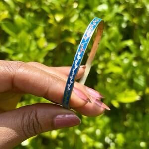 Royal Blue/ Multi Scroll Vintage Cloisonné Brass & Enamel Bangle (Small)